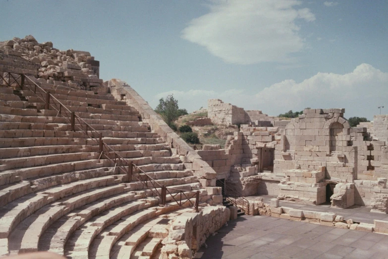 the ruins of a roman amphitter, as seen from inside