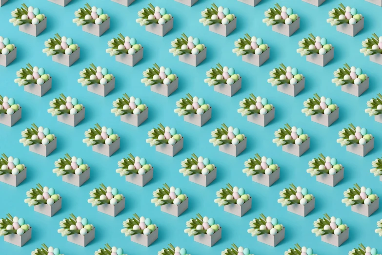 3d illustration of flowered plants arranged as plant blocks