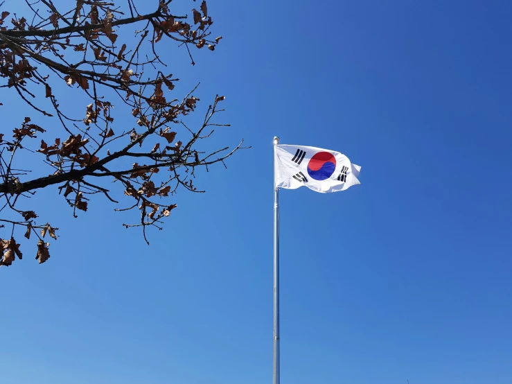 an american flag is flying in the air above an empty field