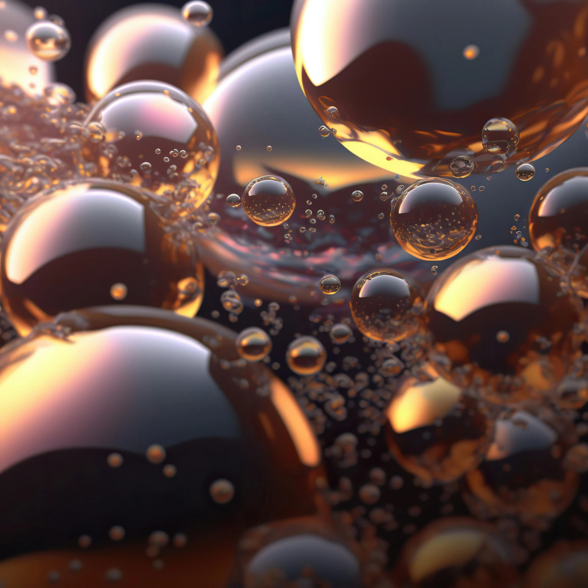 closeup po of several bubbles in water