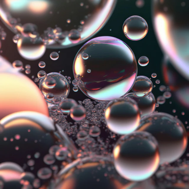 a bunch of bubbles floating in the air