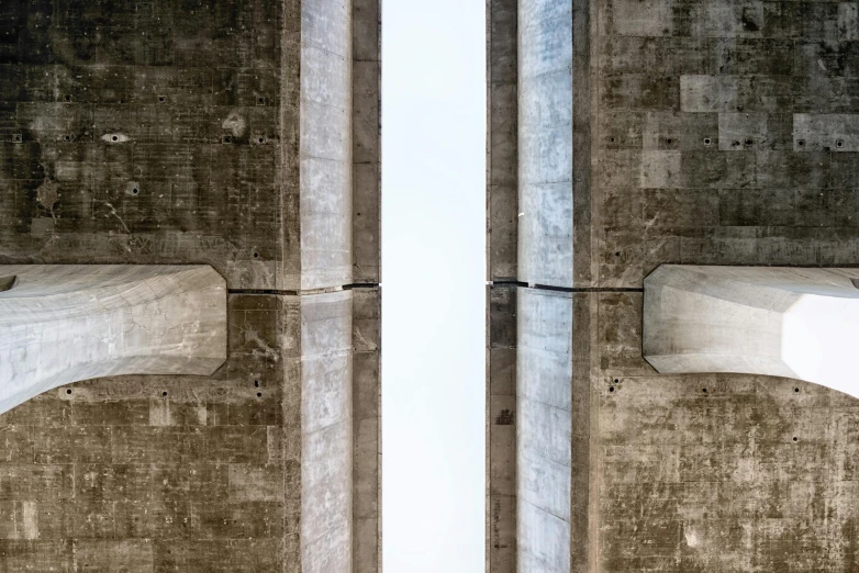 the cement walls are made to look like they are facing opposite directions