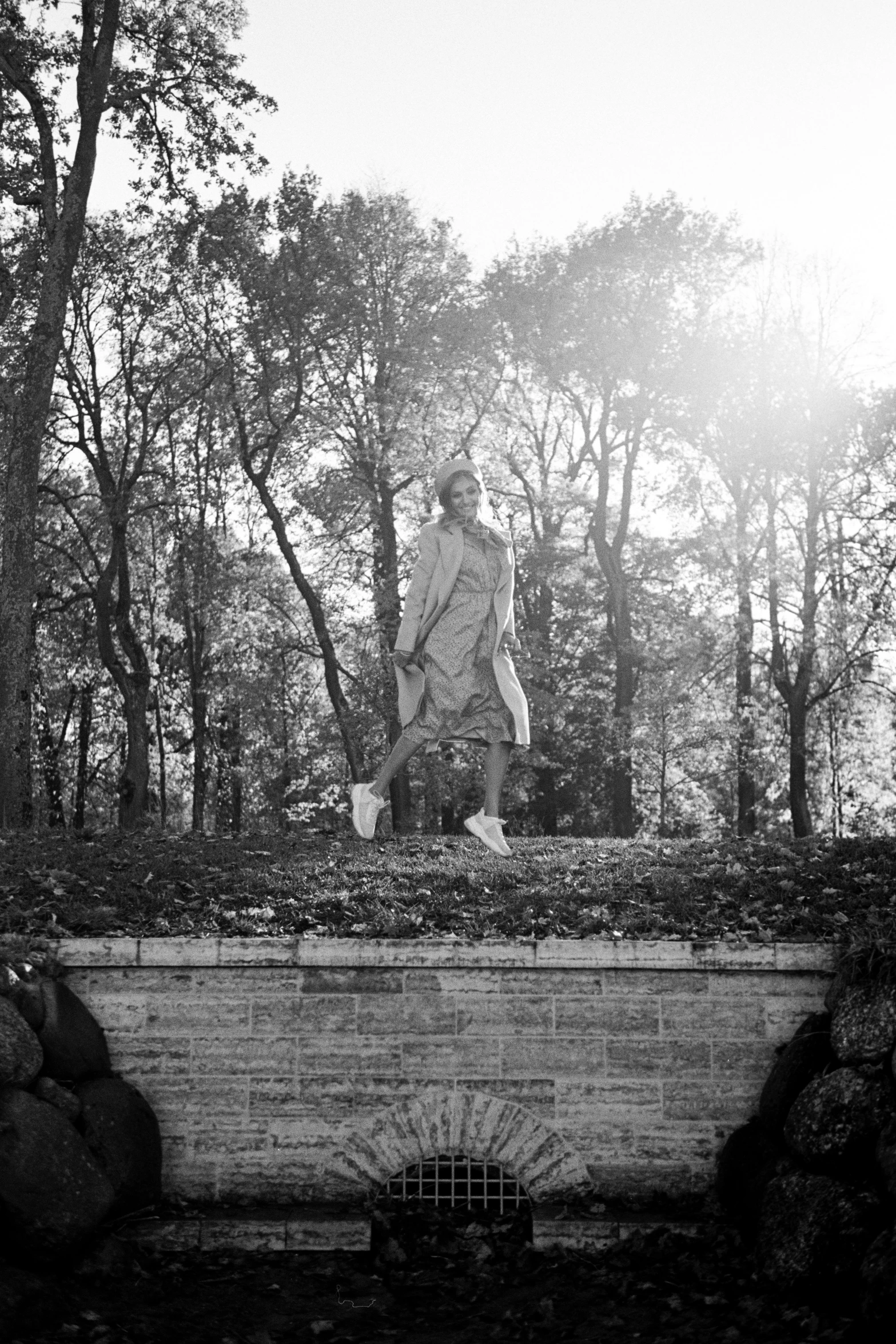 a statue is surrounded by trees as the sun shines