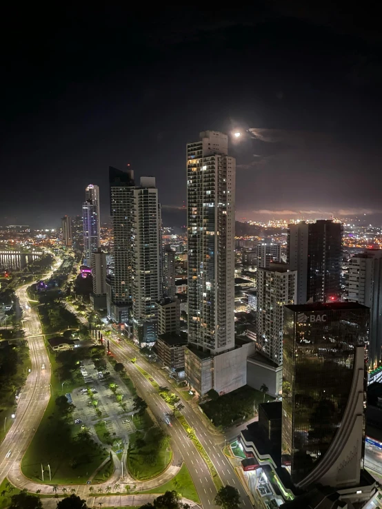 an aerial view of city streets and streets with buildings in the background