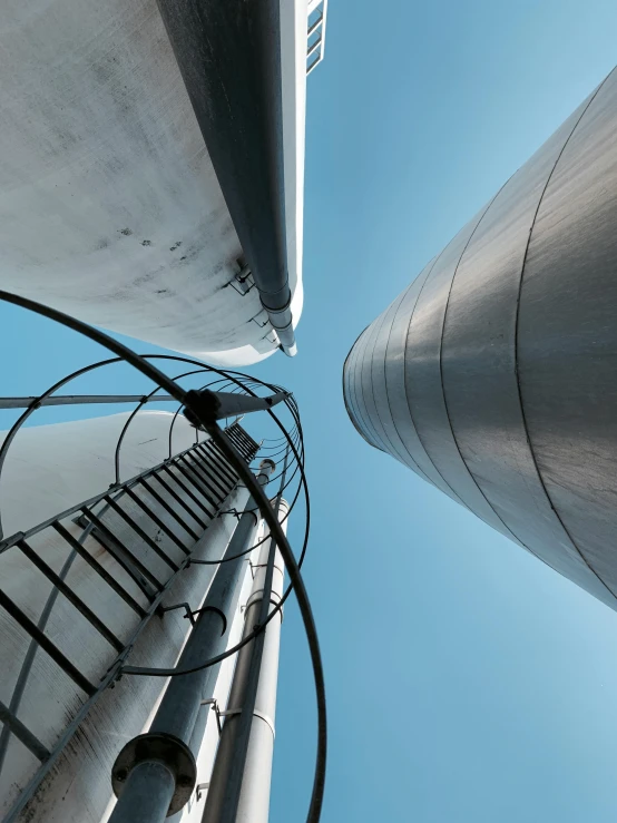 view up at a very tall steel pole