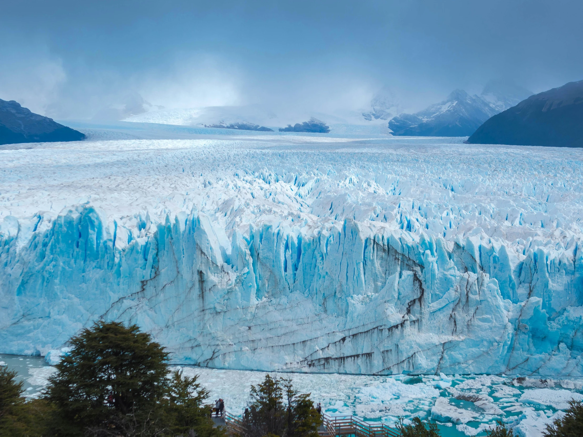 the glacier is in the middle of a body of water