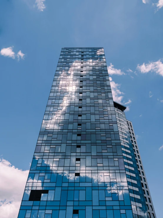 the side of a large building on a clear day