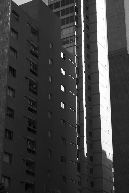 a building in black and white is on the other side