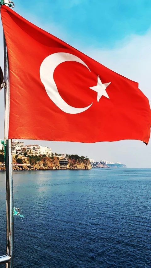 an image of turkey flag on a boat