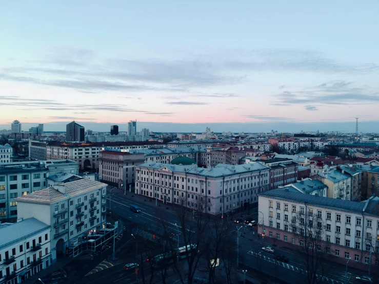 an aerial view of some buildings in a city