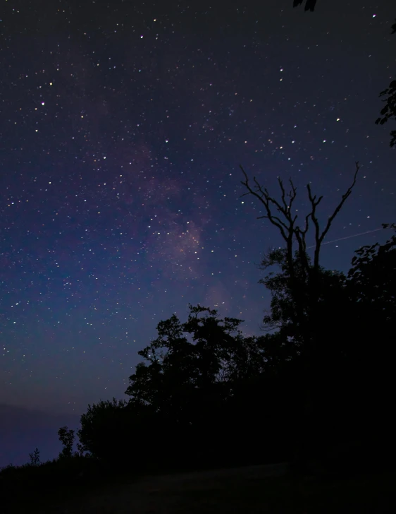 the night sky with stars shining on the horizon