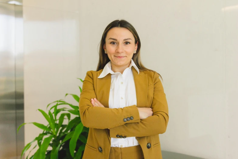 a beautiful young woman in a business suit