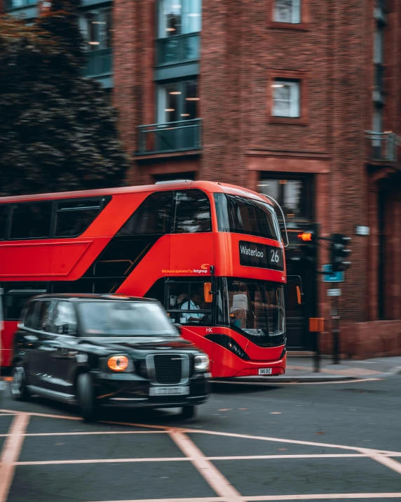 a bus that is driving down the street