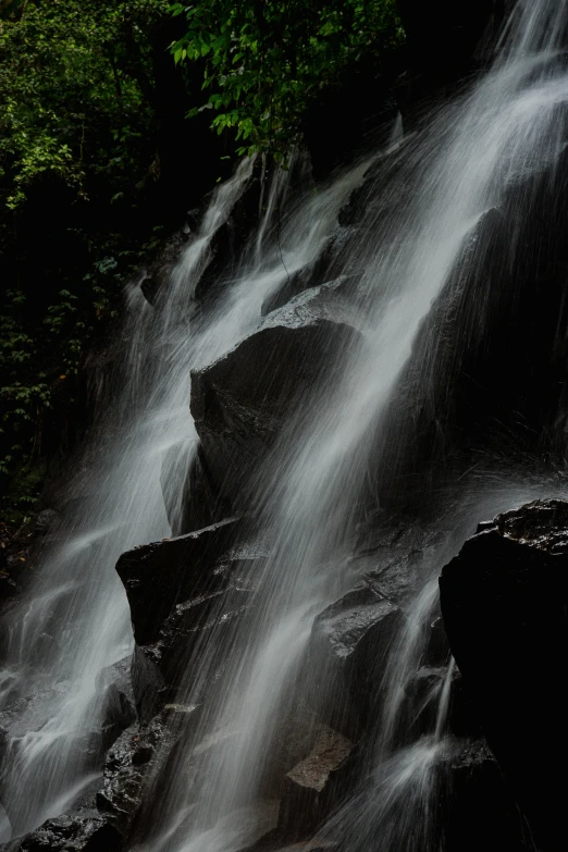 a waterfall with trees in the background