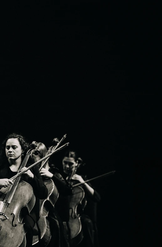 cello players standing in line for a show