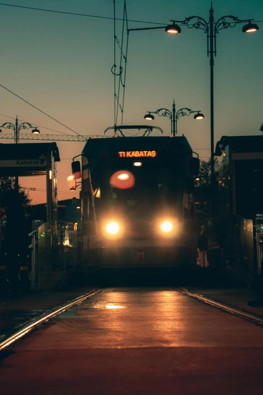 a train is making it's way down the railroad tracks