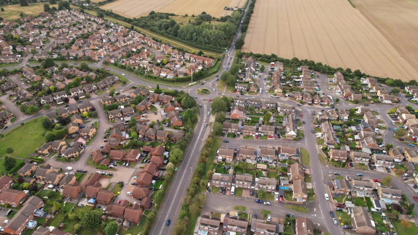 a lot of houses surrounded by a road