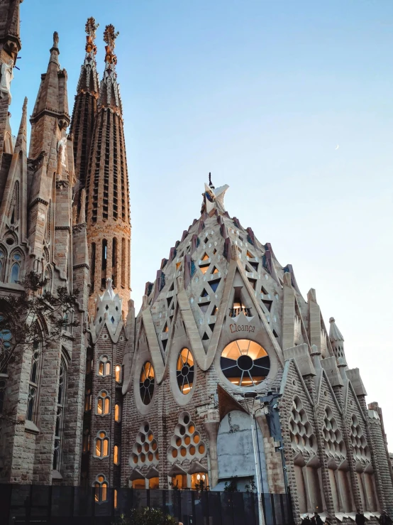 cathedrals at dusk with the sun going down