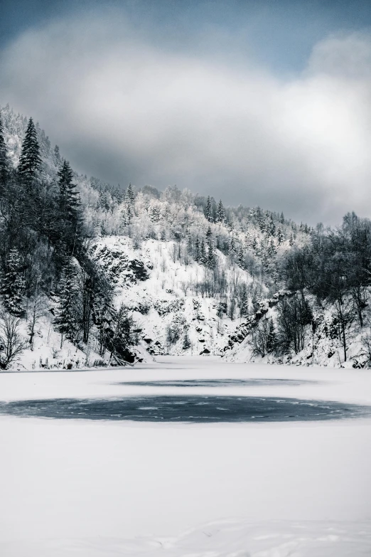 the snow has been cleared on a snowy mountain