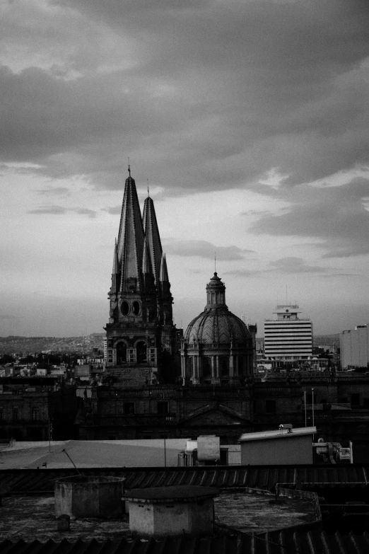 a po of two spires and some buildings