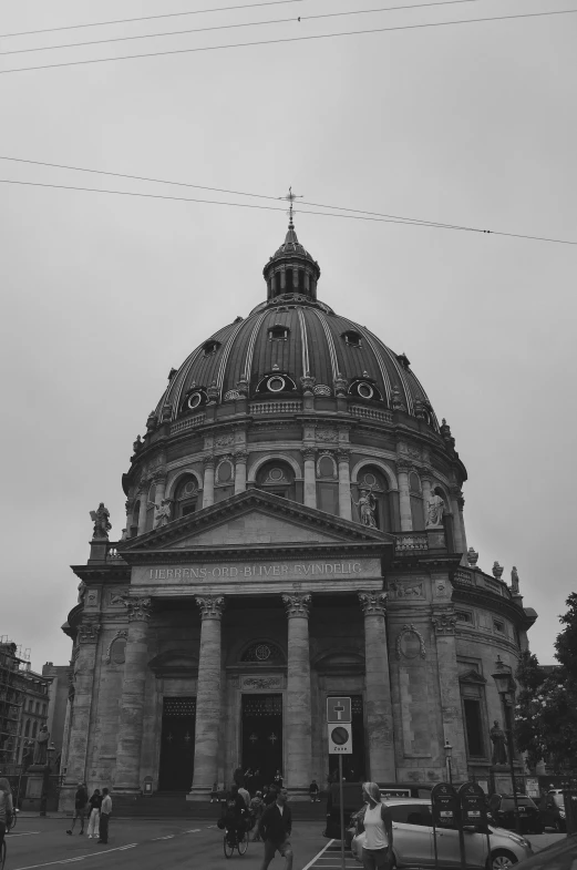 a black and white po shows an old building