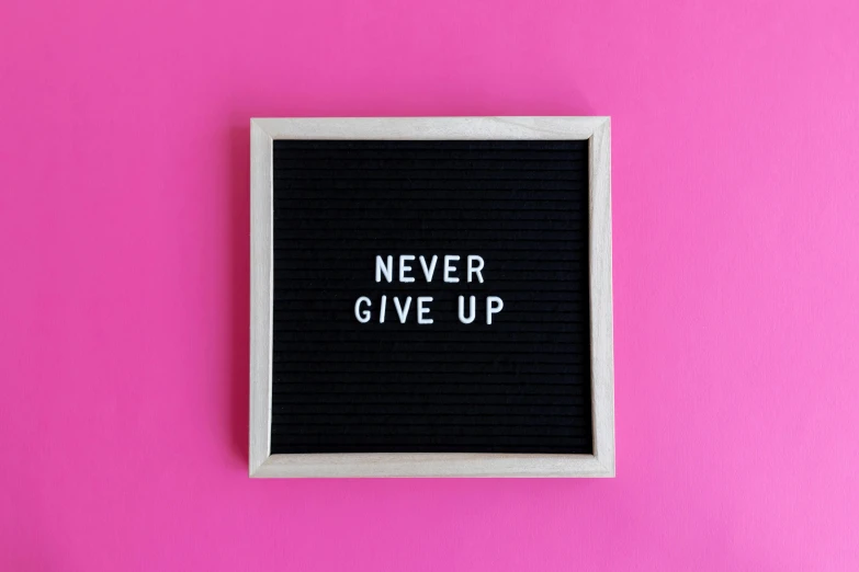 the phrase never give up on black and white text