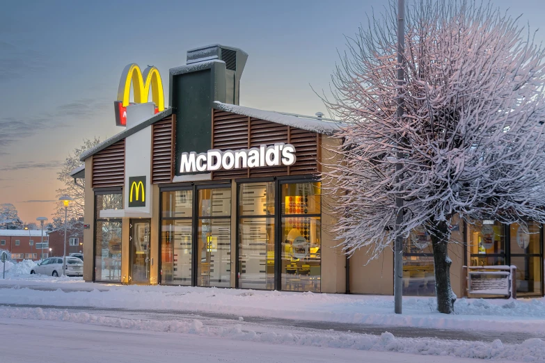 mcdonalds in the winter with a lot of snow