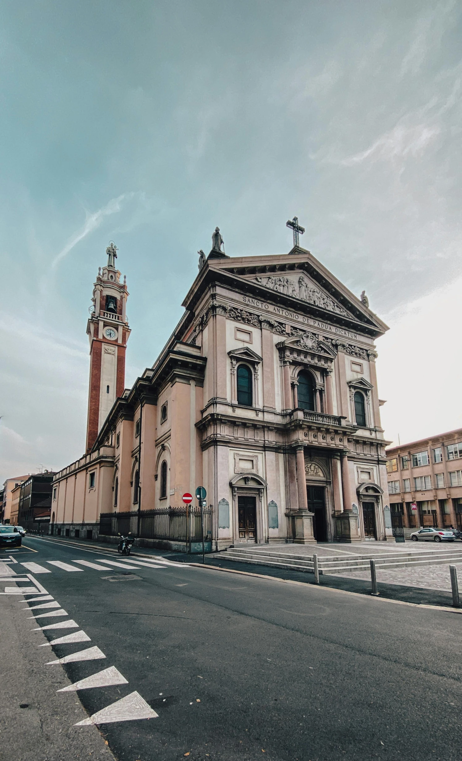 the large church has two towers and clocks on each of them