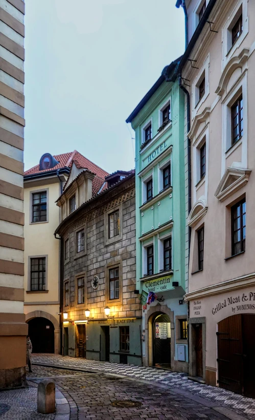 street corner in urban city with buildings on either side