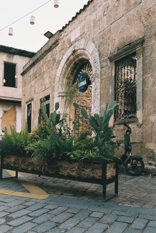 this garden is in front of the building