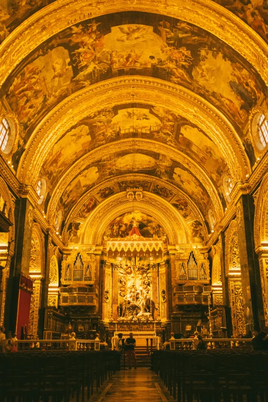 a cathedral with an elaborate ceiling and ornate paintings