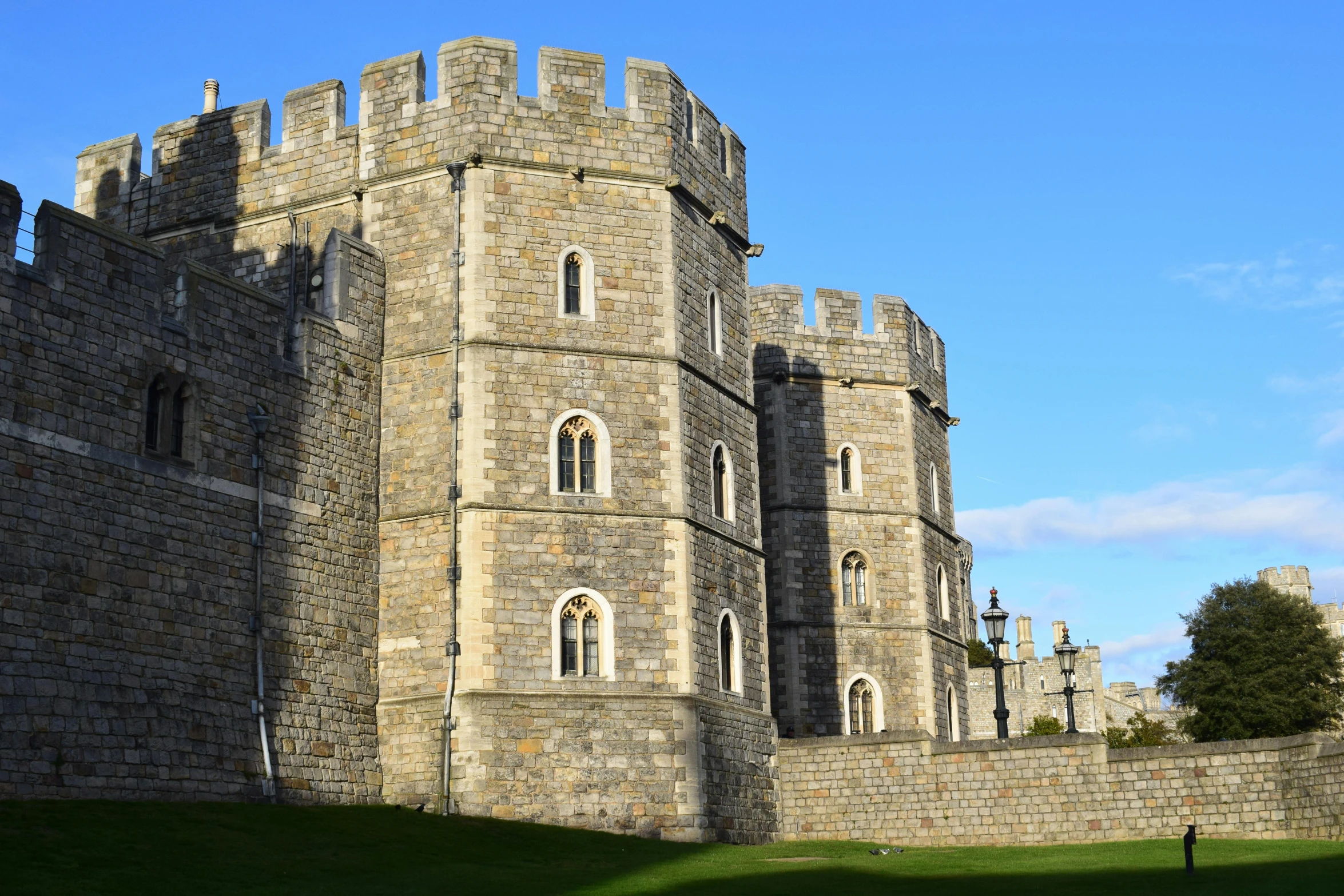 an ancient brick castle with a sky background