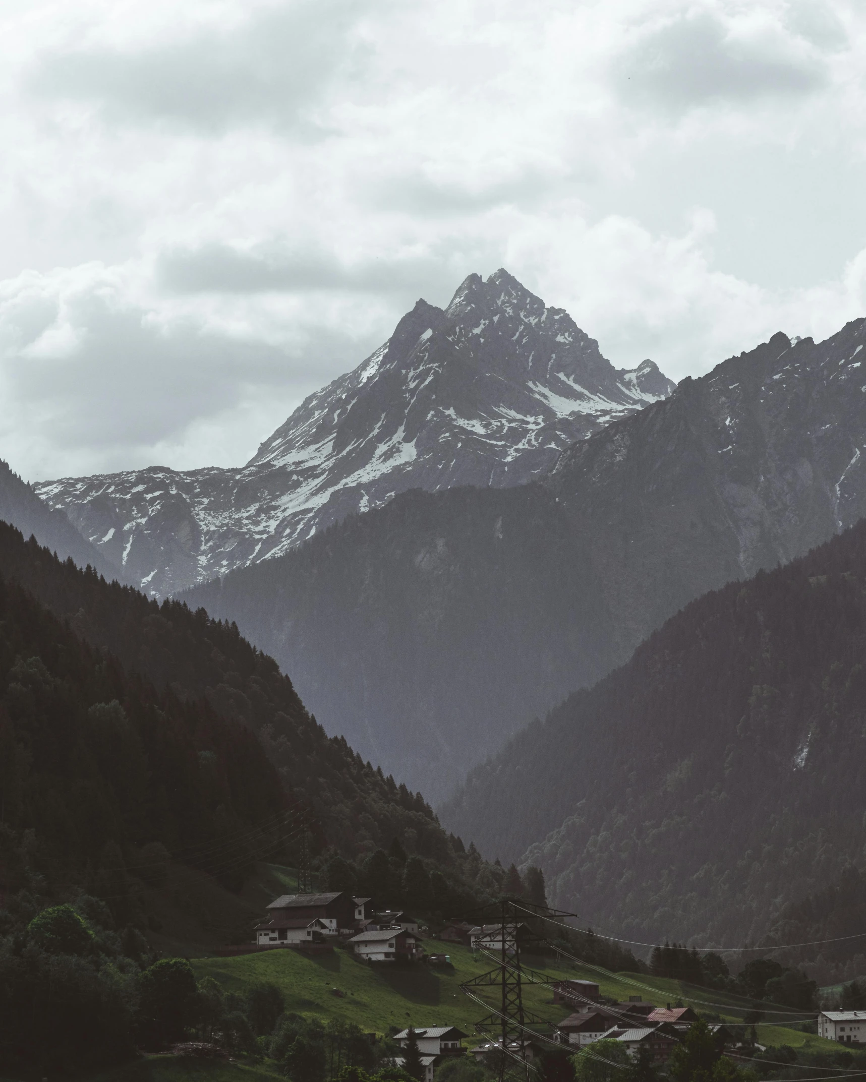 a mountain view of a village in the hills