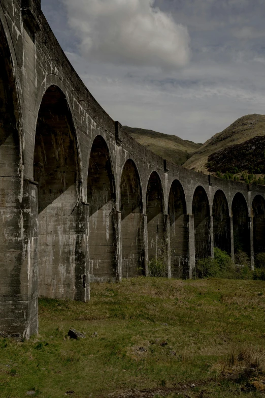 the train has arched pillars and is built into the wall