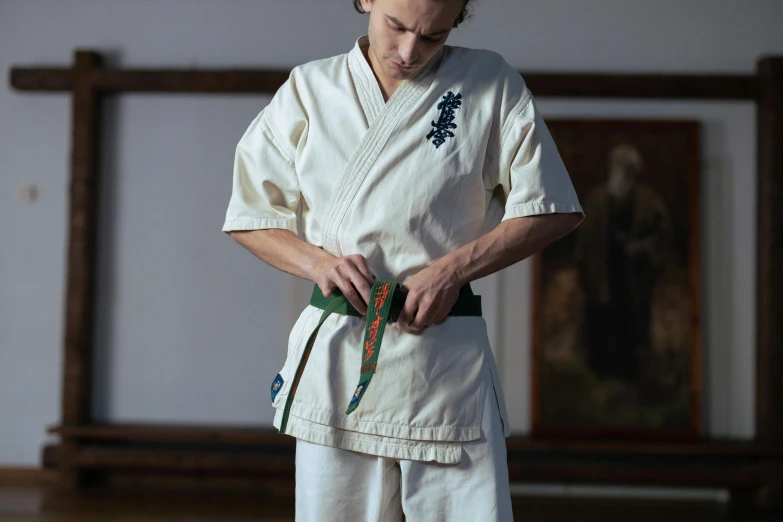 an image of a person getting ready to do karate