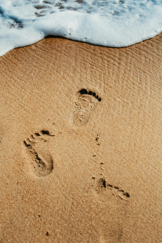 a person has their foot prints in the sand