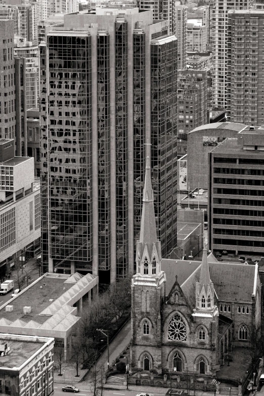 the view of buildings from the top of an elevated building