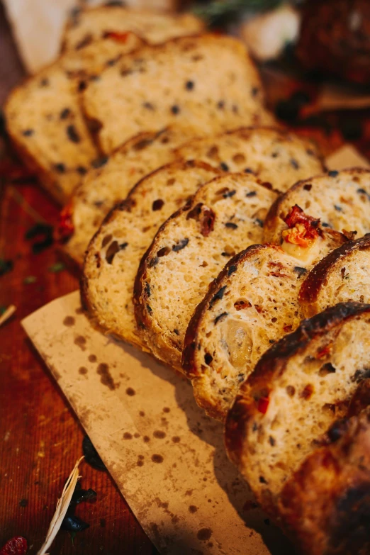 small amount of cooked bread on  board