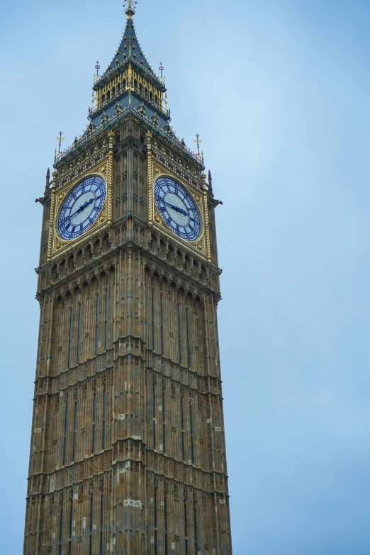 the clock is shown at a very high altitude