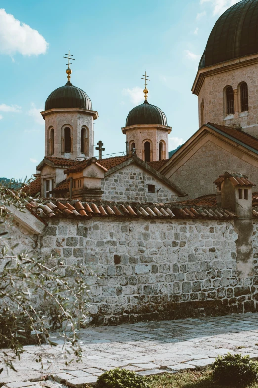 the top of a church with three towers