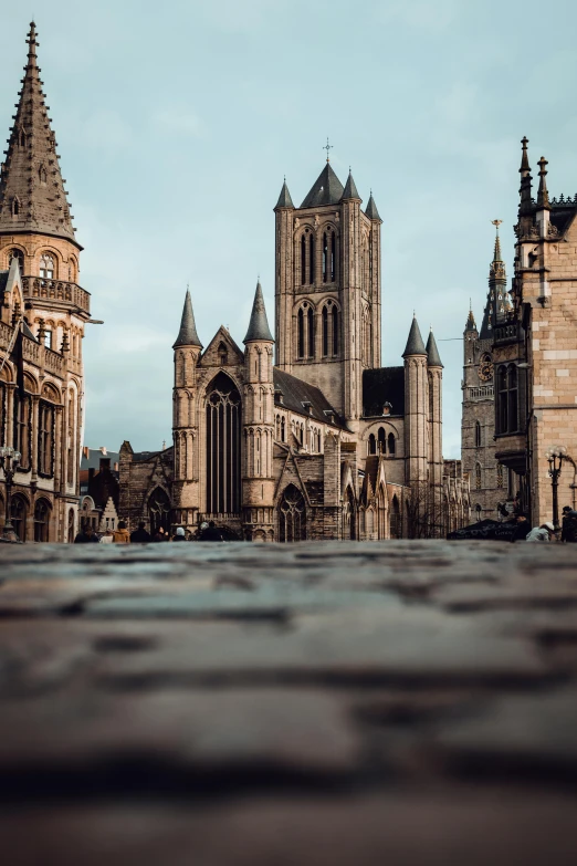 there is a group of old buildings standing tall