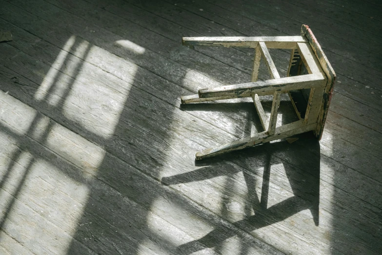 the shadows from the table on the floor make it appear to be in a room