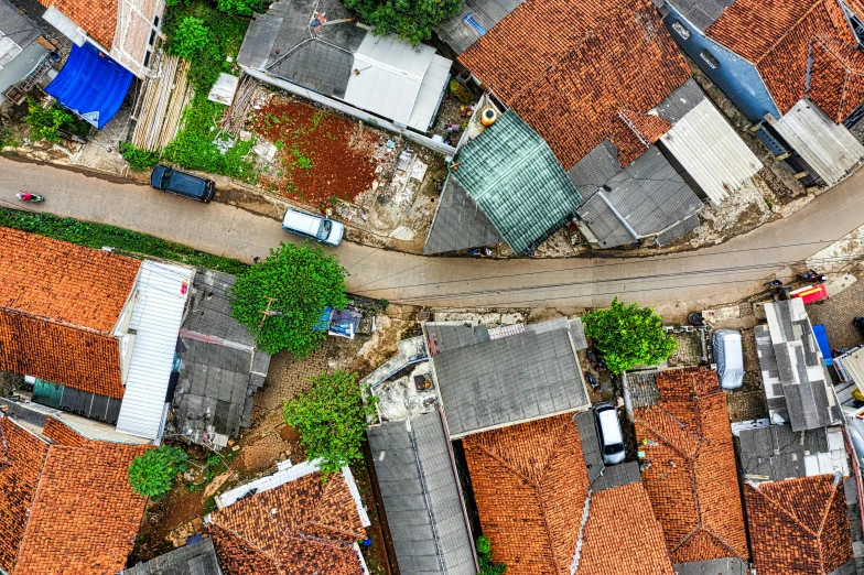 aerial view of a village from above