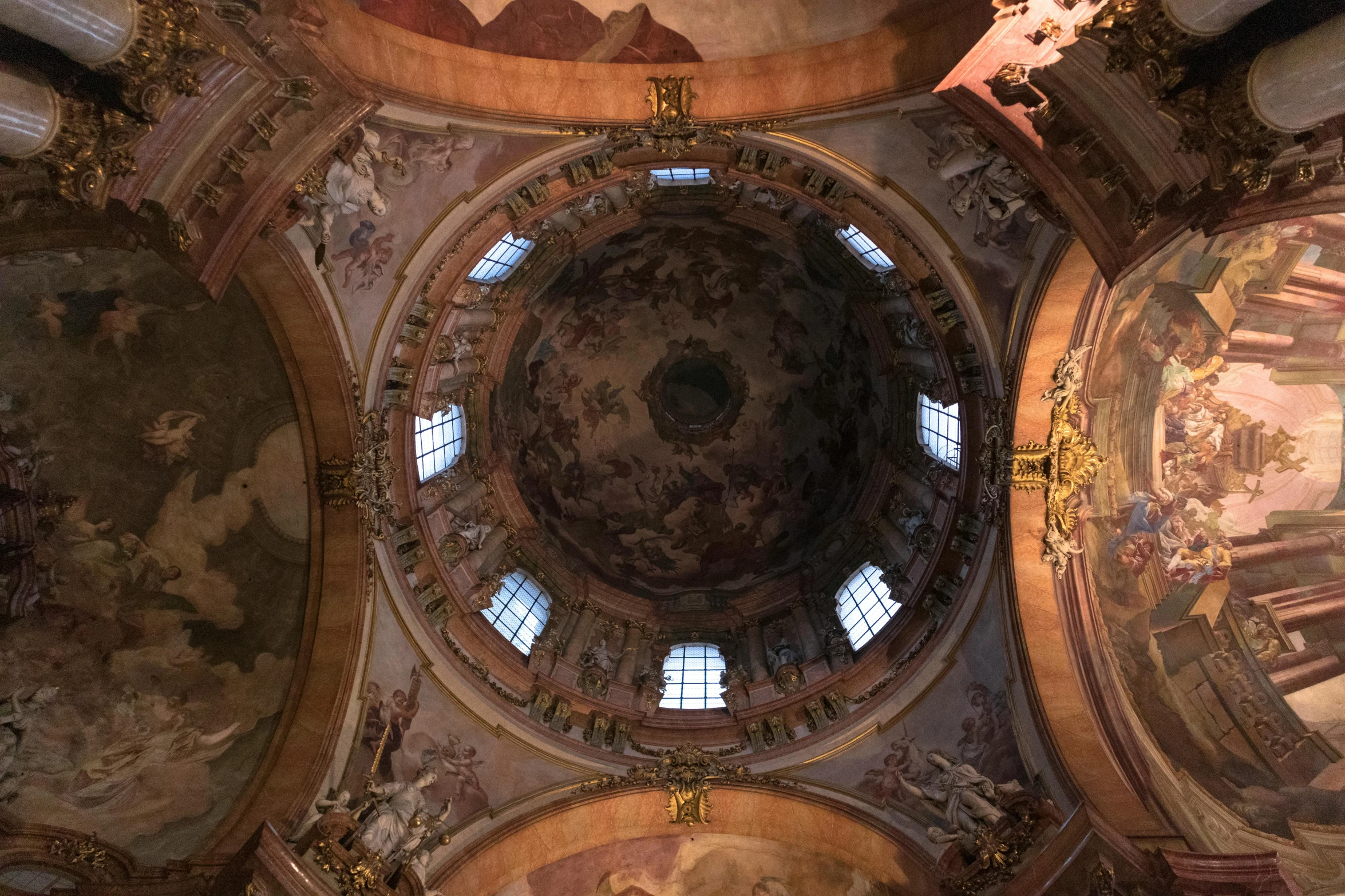 ceiling view of the inside of a church