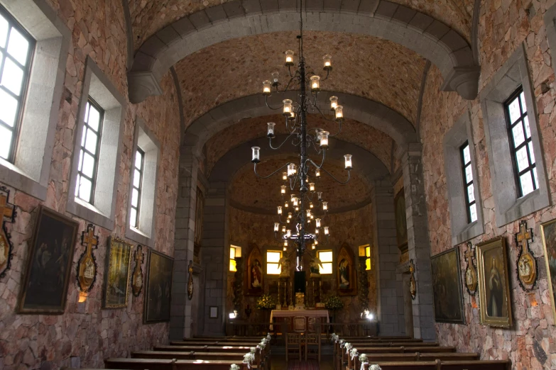 there is a picture of a church from inside