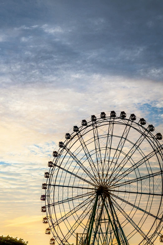 a large ferris wheel on a cloudy day