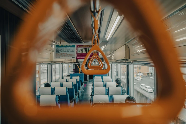 a train filled with lots of white seats