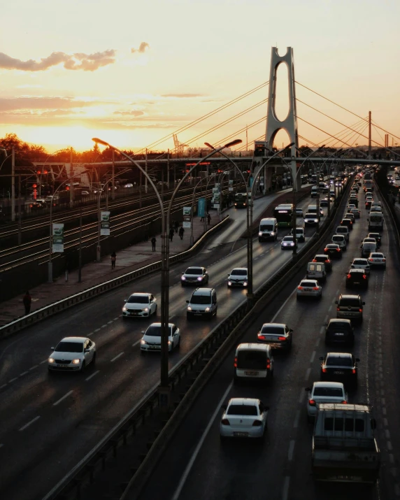 there are many cars going down this busy highway