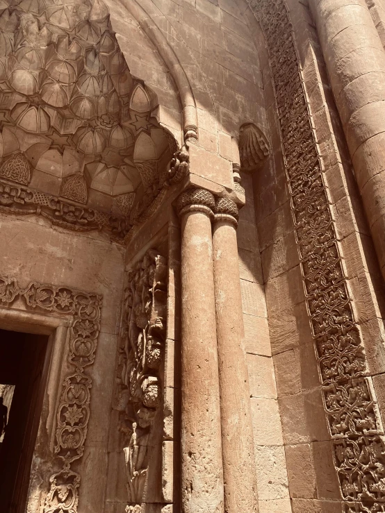 the architecture in this building has elaborate carvings on it