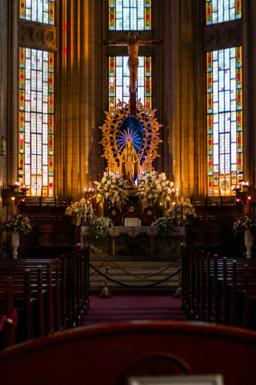 a large, elegant church with stained glass windows